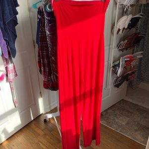 Red strapless jumpsuit